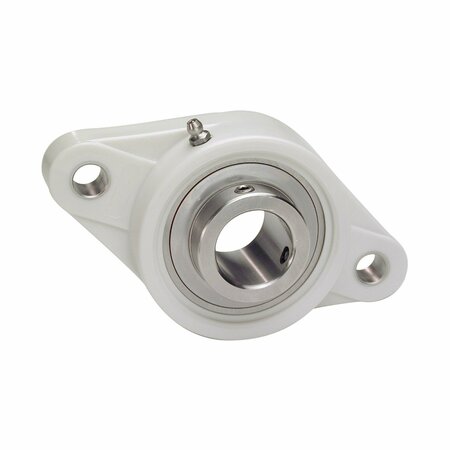 IPTCI 2-Bolt Flange Ball Bearing Unit, .5 in Bore, Thermoplastic Hsg, Stainless Insert, Set Screw Locking SUCTFL201-8N